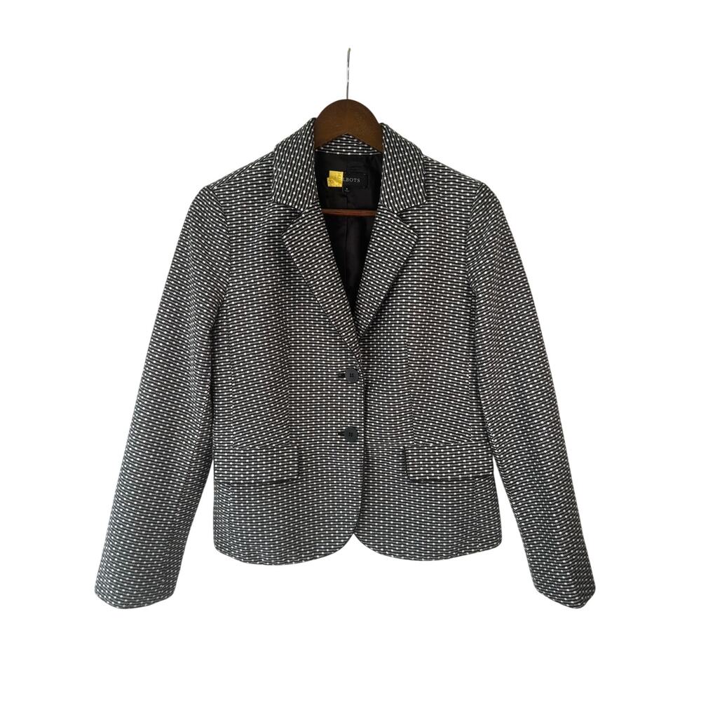 Talbots Women’s 8 Tweed Blazer Black White Suit Jacket Classic Workwear Lined